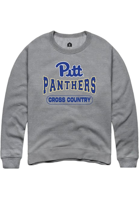 Mens Pitt Panthers Grey Rally Cross Country Wordmark Crew Sweatshirt