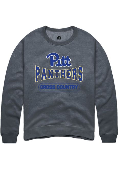 Mens Pitt Panthers Charcoal Rally Cross Country Wordmark Crew Sweatshirt