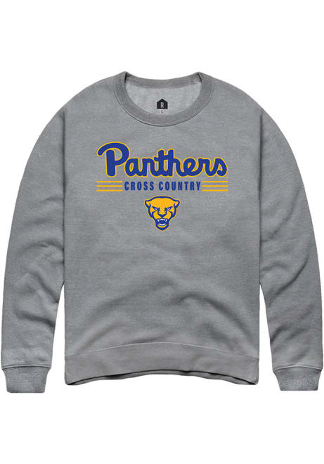 Mens Pitt Panthers Grey Rally Cross Country Crew Sweatshirt