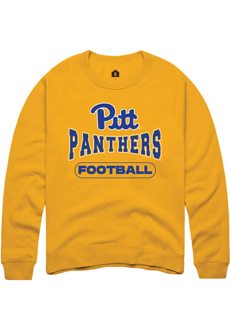 Mens Pitt Panthers Gold Rally Football Crew Sweatshirt