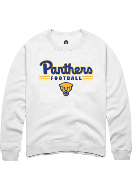 Mens Pitt Panthers White Rally Football Crew Sweatshirt