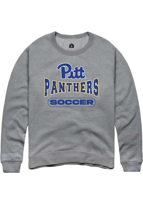 Mens Pitt Panthers Grey Rally Soccer Wordmark Crew Sweatshirt