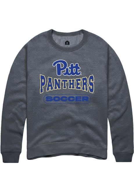 Mens Pitt Panthers Charcoal Rally Soccer Wordmark Crew Sweatshirt