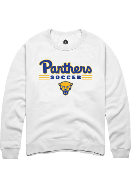 Mens Pitt Panthers White Rally Soccer Crew Sweatshirt