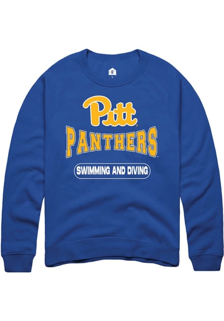 Mens Pitt Panthers Blue Rally Swimming and Diving Crew Sweatshirt