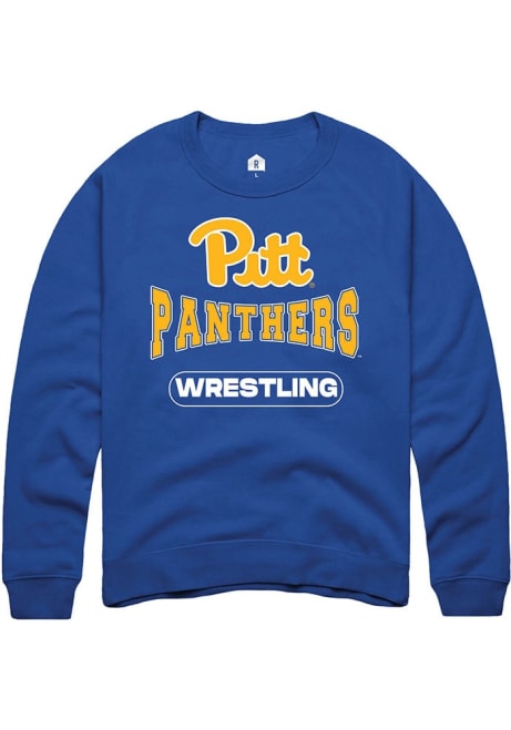 Mens Pitt Panthers Blue Rally Wrestling Crew Sweatshirt