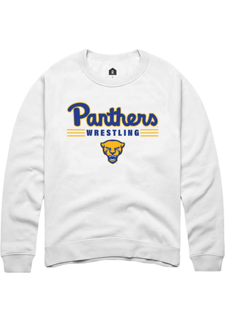 Mens Pitt Panthers White Rally Wrestling Crew Sweatshirt