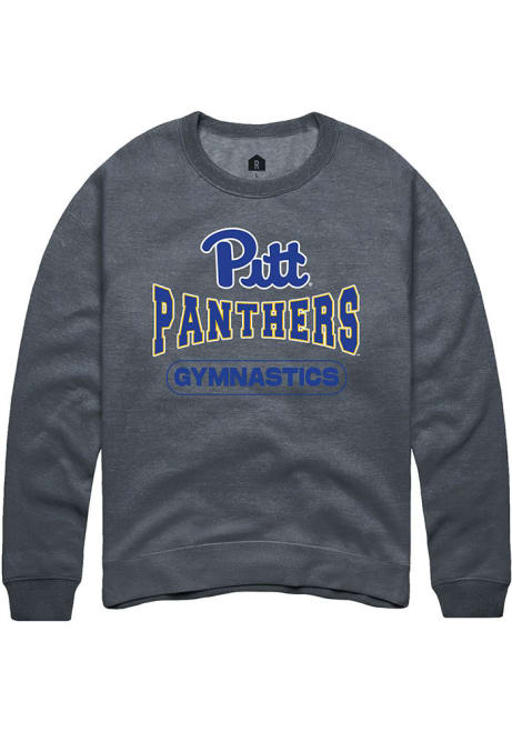 Mens Pitt Panthers Charcoal Rally Gymnastics Wordmark Crew Sweatshirt