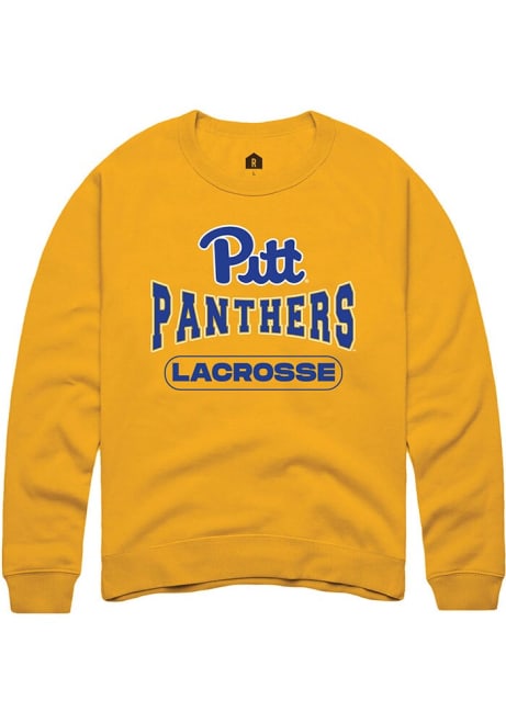 Mens Pitt Panthers Gold Rally Lacrosse Crew Sweatshirt