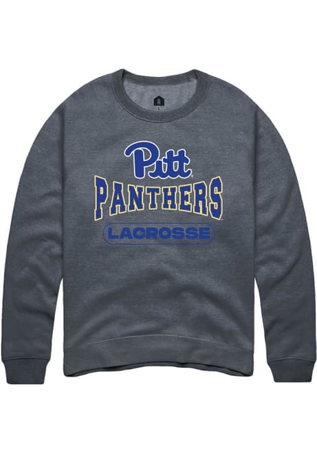 Mens Pitt Panthers Charcoal Rally Lacrosse Wordmark Crew Sweatshirt