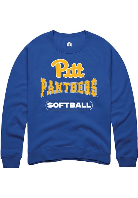 Mens Pitt Panthers Blue Rally Softball Crew Sweatshirt