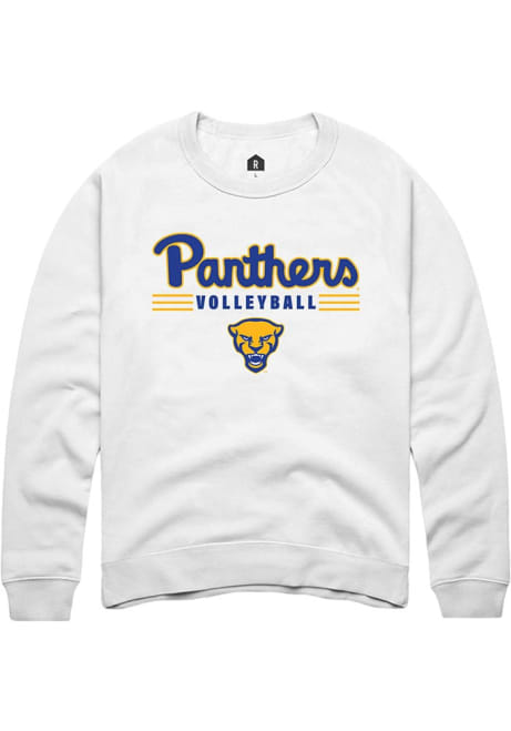 Mens Pitt Panthers White Rally Volleyball Crew Sweatshirt