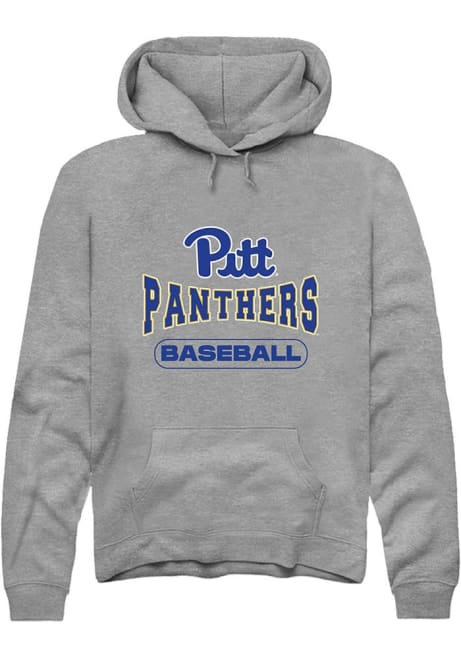 Mens Pitt Panthers Grey Rally Baseball Wordmark Hooded Sweatshirt