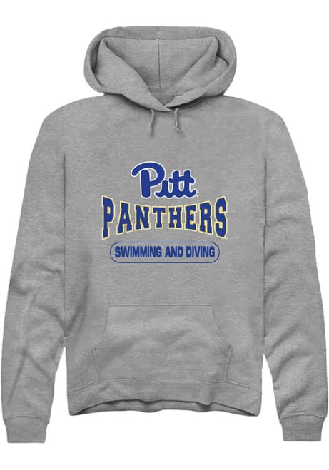 Mens Pitt Panthers Grey Rally Swimming & Diving Wordmark Hooded Sweatshirt