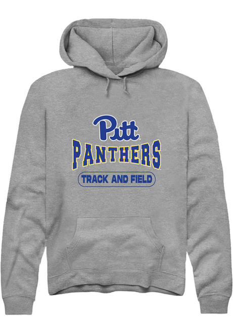 Mens Pitt Panthers Grey Rally Track and Field Wordmark Hooded Sweatshirt