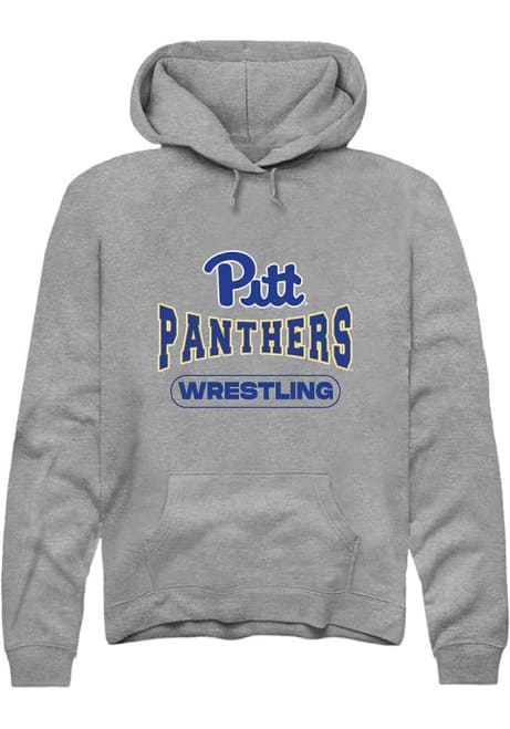 Mens Pitt Panthers Grey Rally Wrestling Wordmark Hooded Sweatshirt