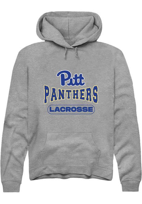 Mens Pitt Panthers Grey Rally Lacrosse Wordmark Hooded Sweatshirt