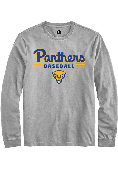 Mens Pitt Panthers Grey Rally Baseball Tee