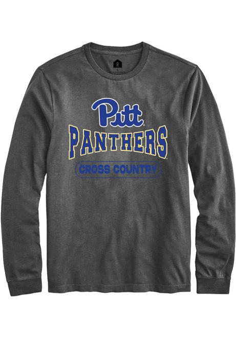 Mens Pitt Panthers Charcoal Rally Cross Country Wordmark Tee