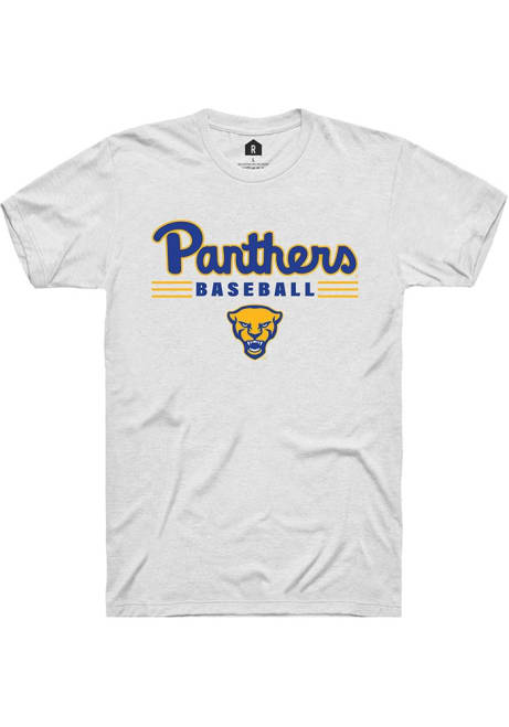 Pitt Panthers White Rally Baseball Short Sleeve T Shirt