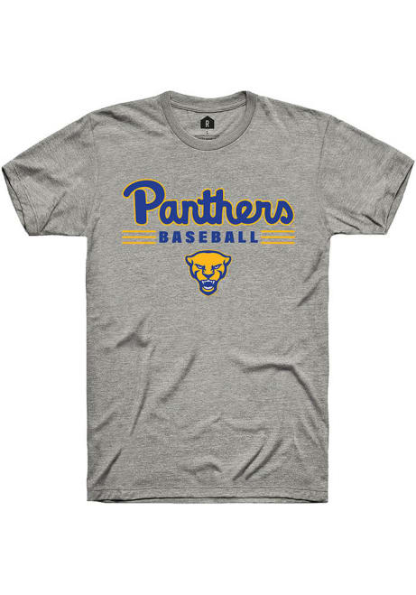 Pitt Panthers Grey Rally Baseball Short Sleeve T Shirt