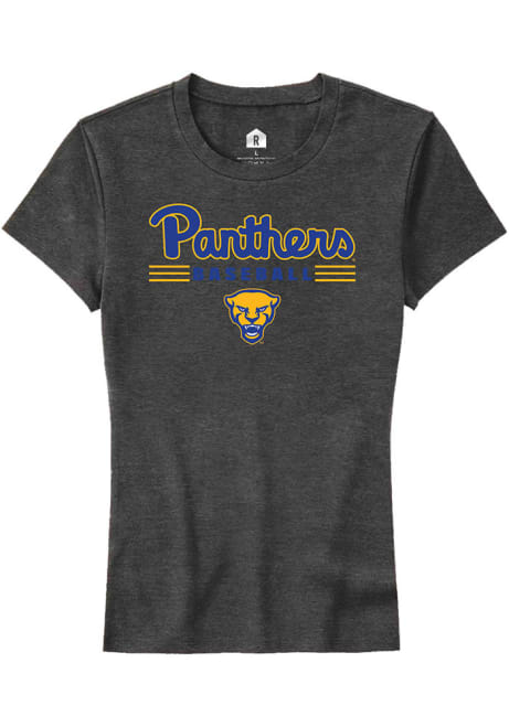 Pitt Panthers Charcoal Rally Baseball Short Sleeve T-Shirt