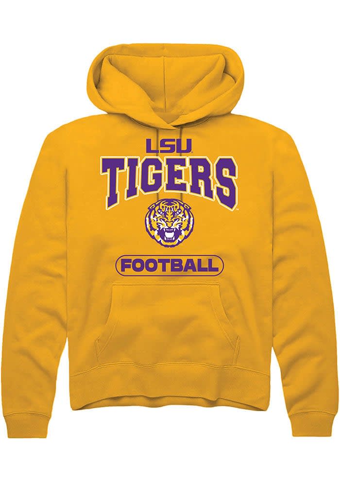 Rally LSU Tigers Mens Gold Football Long Sleeve Hoodie