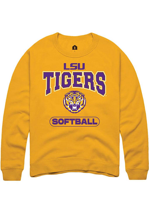 Summit Sportswear LSU Tigers Mens GOLD Softball Crew Sweatshirt