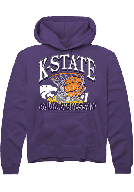 David N’Guessan Rally Mens Purple K-State Wildcats NIL Name Number Net Hooded Sweatshirt