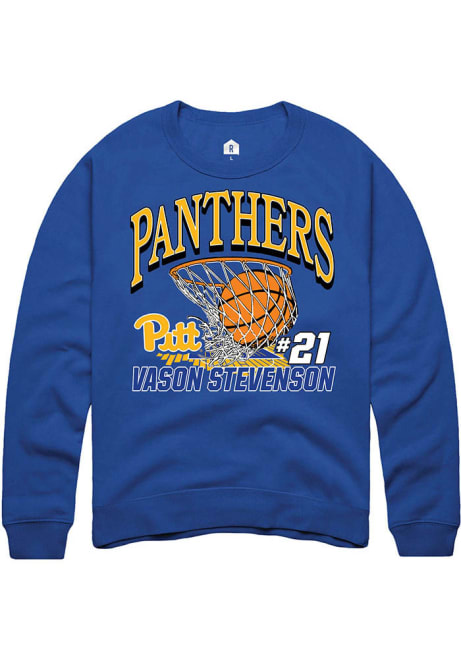 Vason Stevenson Rally Mens Blue Pitt Panthers NIL Name Number Net Crew Sweatshirt