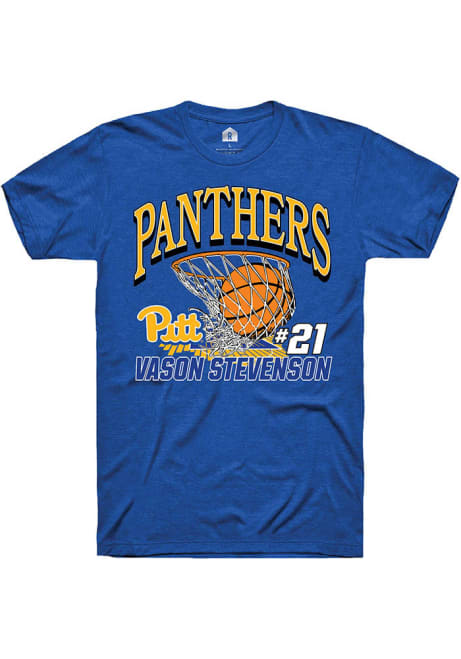 Vason Stevenson Blue Pitt Panthers NIL Name Number Net Short Sleeve T Shirt