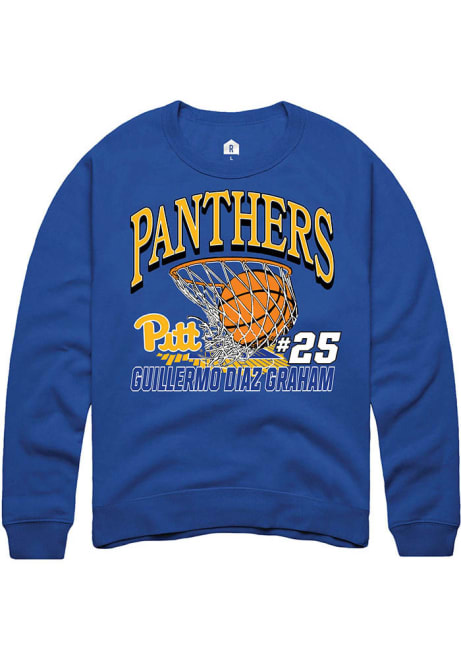 Guillermo Diaz Graham Rally Mens Blue Pitt Panthers NIL Name Number Net Crew Sweatshirt