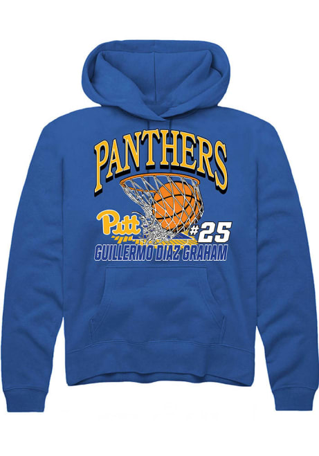 Guillermo Diaz Graham Rally Mens Blue Pitt Panthers NIL Name Number Net Hooded Sweatshirt