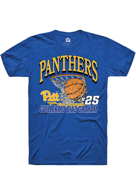 Guillermo Diaz Graham Blue Pitt Panthers NIL Name Number Net Short Sleeve T Shirt