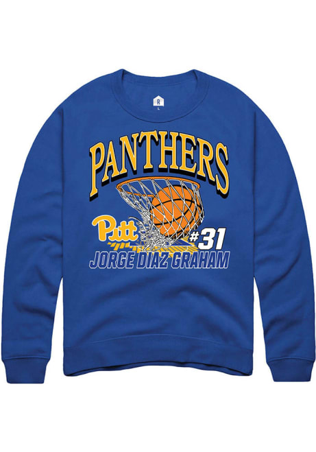 Jorge Diaz Graham Rally Mens Blue Pitt Panthers NIL Name Number Net Crew Sweatshirt