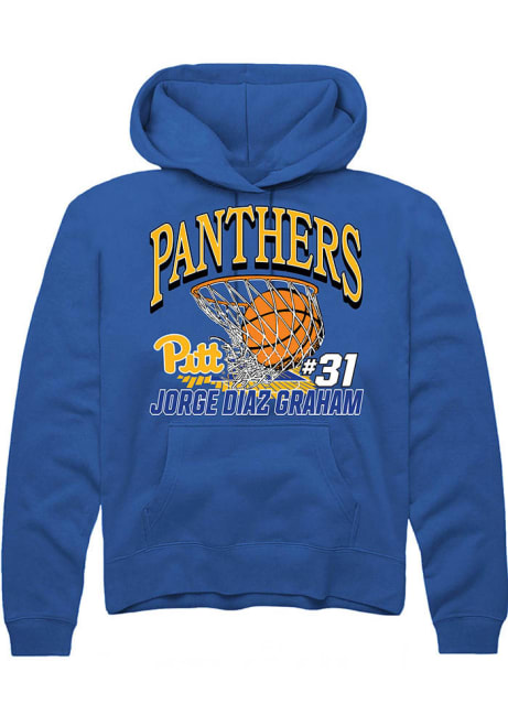 Jorge Diaz Graham Rally Mens Blue Pitt Panthers NIL Name Number Net Hooded Sweatshirt