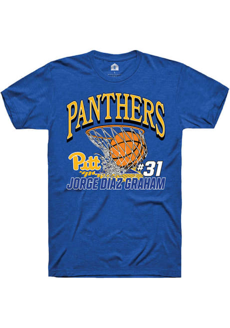 Jorge Diaz Graham Blue Pitt Panthers NIL Name Number Net Short Sleeve T Shirt