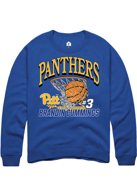 Brandin Cummings Rally Mens Blue Pitt Panthers NIL Name Number Net Crew Sweatshirt