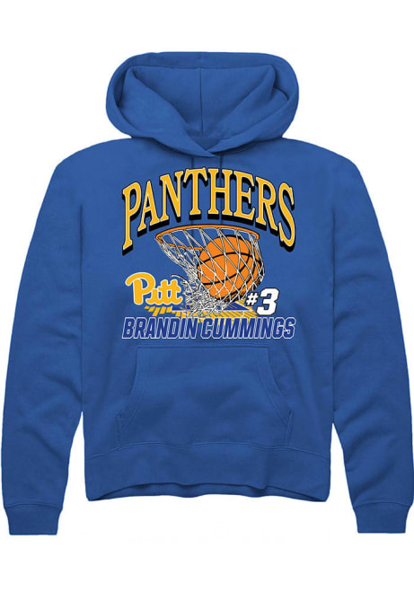 Brandin Cummings Rally Mens Blue Pitt Panthers NIL Name Number Net Hooded Sweatshirt