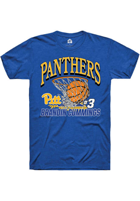 Brandin Cummings Blue Pitt Panthers NIL Name Number Net Short Sleeve T Shirt