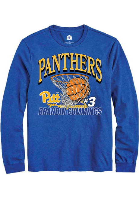 Brandin Cummings Rally Mens Blue Pitt Panthers NIL Name Number Net Tee