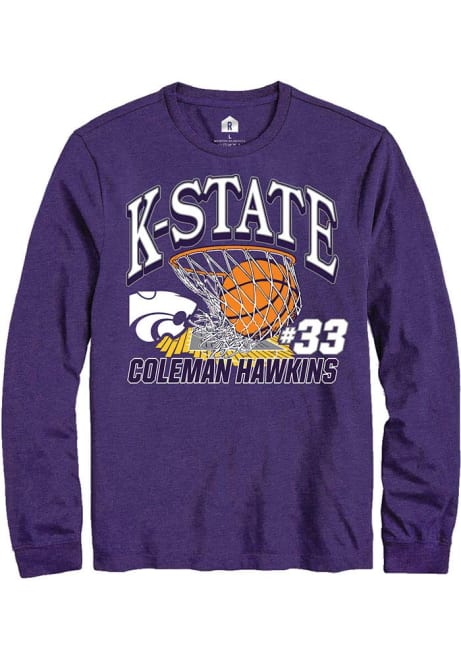 Coleman Hawkins Rally Mens Purple K-State Wildcats NIL Name Number Net Tee