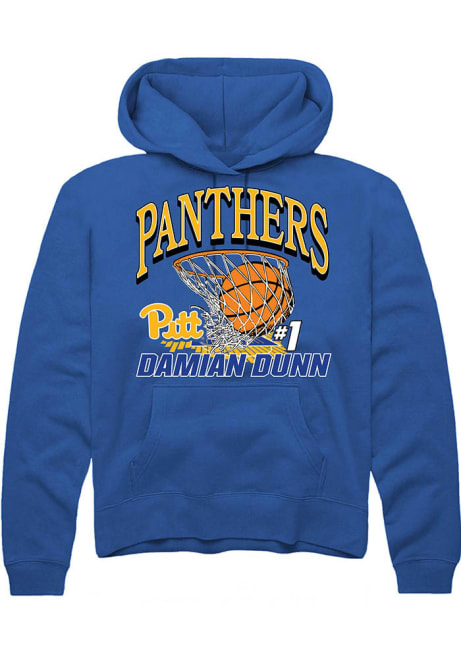 Damian Dunn Rally Mens Blue Pitt Panthers NIL Name Number Net Hooded Sweatshirt