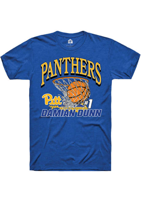 Damian Dunn Blue Pitt Panthers NIL Name Number Net Short Sleeve T Shirt