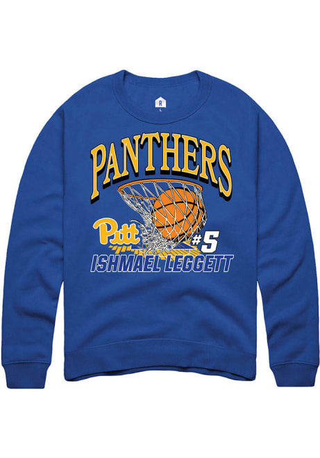 Ishmael Leggett Rally Mens Blue Pitt Panthers NIL Name Number Net Crew Sweatshirt