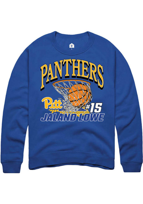 Jaland Lowe Rally Mens Blue Pitt Panthers NIL Name Number Net Crew Sweatshirt