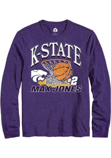 Max Jones Rally Mens Purple K-State Wildcats NIL Name Number Net Tee