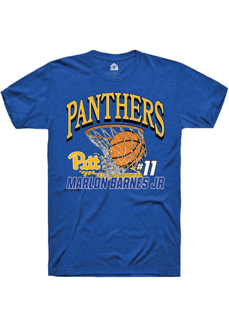 Marlon Barnes Jr Blue Pitt Panthers NIL Name Number Net Short Sleeve T Shirt