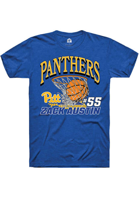 Zack Austin Blue Pitt Panthers NIL Name Number Net Short Sleeve T Shirt