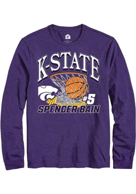 Spencer Bain Rally Mens Purple K-State Wildcats NIL Name Number Net Tee